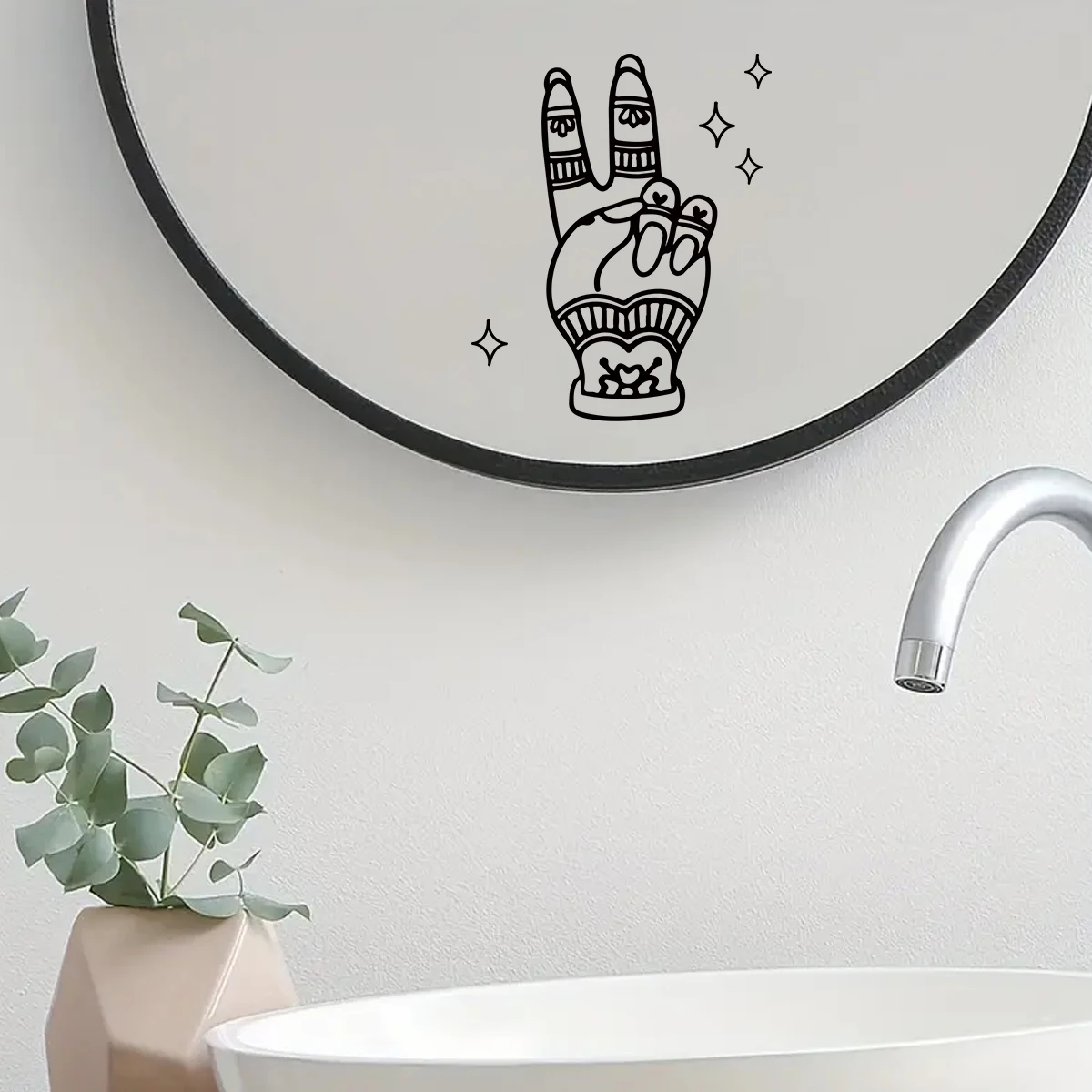 Наклейки На Стены Зеркальные Biye Star Gesture Дизайн Декор Для Ванной Комнаты