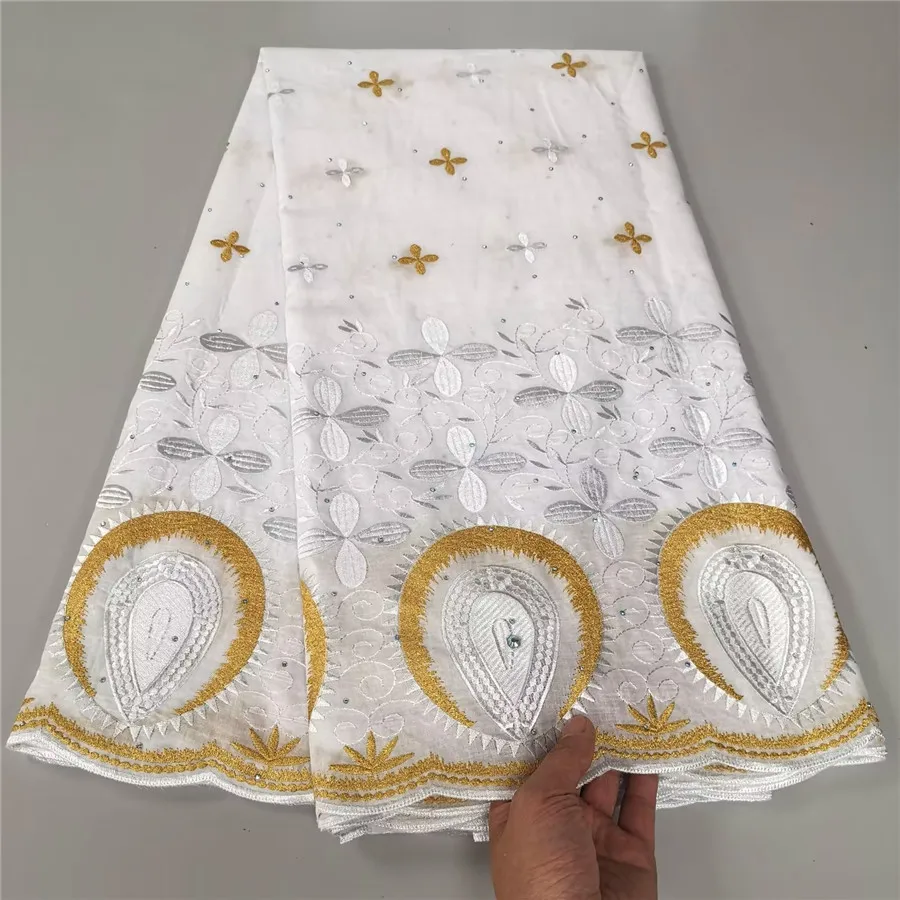 

5Yards White African Cotton Fabric Swiss Voile Lace In Switzerland Nigerian Embroidery Material Coton Tissu Africain YC12