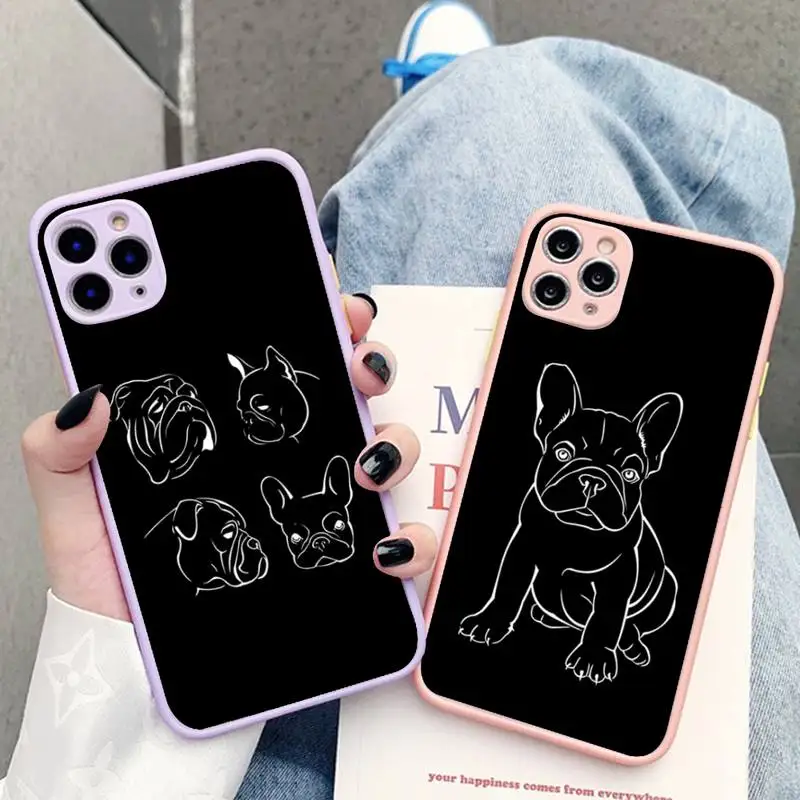 

French Bulldog Phone Case for iPhone X XR XS 7 8 Plus 11 12 13 pro MAX 13mini Translucent Matte Case