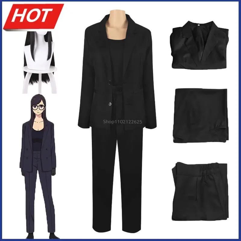 

Summer Time Rendering Anime Cosplay Costume Minakata Hizuru Black Suit College Style Teacher Uniform Set New Halloween Party Wig