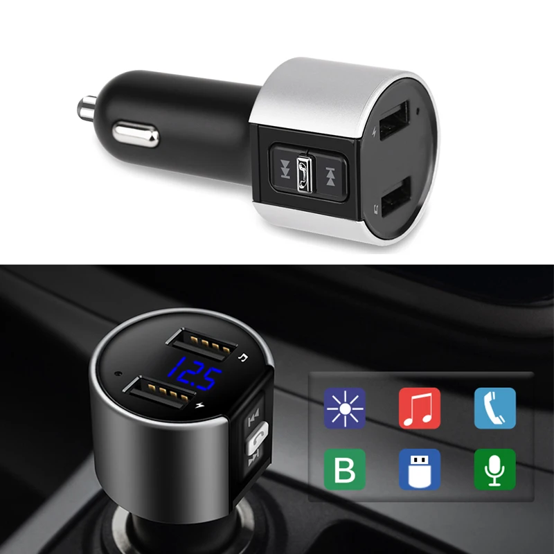 Bluetooth Wireless USB Car Charger With Voltage display 3.4A Fast Charging Phone Adapter For iPhone Huawei Accessories |