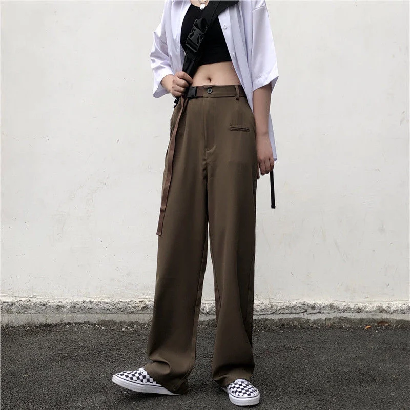 2022 Brown/Black Belt Casual Pants Men 
