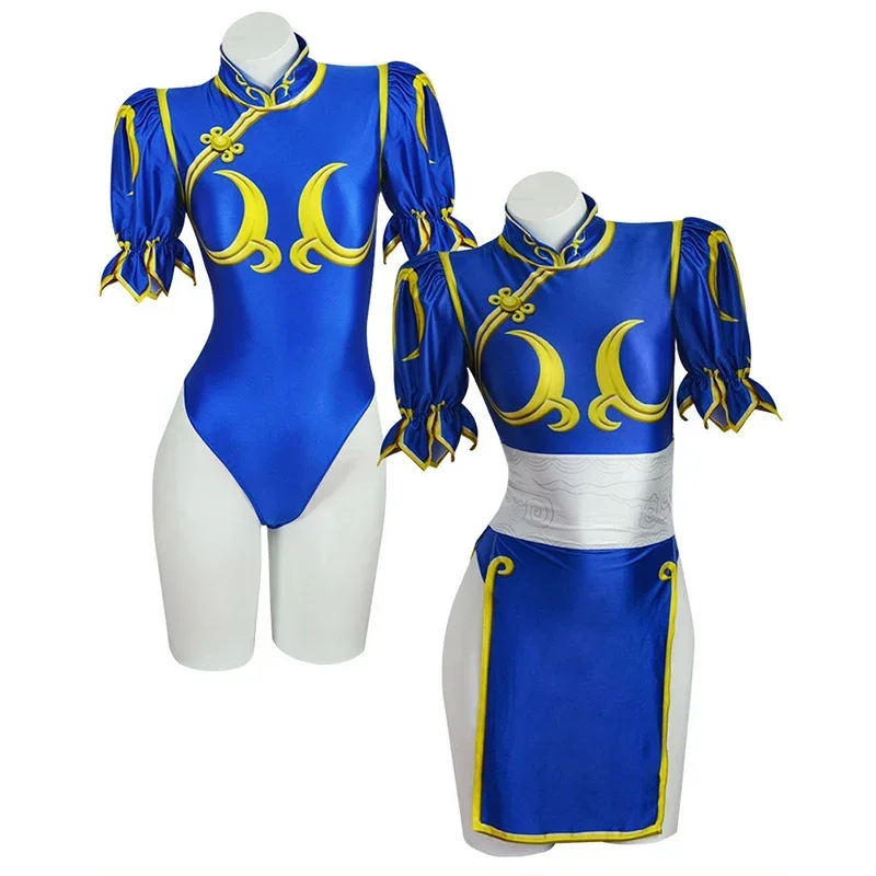 Комплект Костюмов Для Косплея Chun Li-синий Chonsam Sutorito Faita Женское Сексуальное Боди С