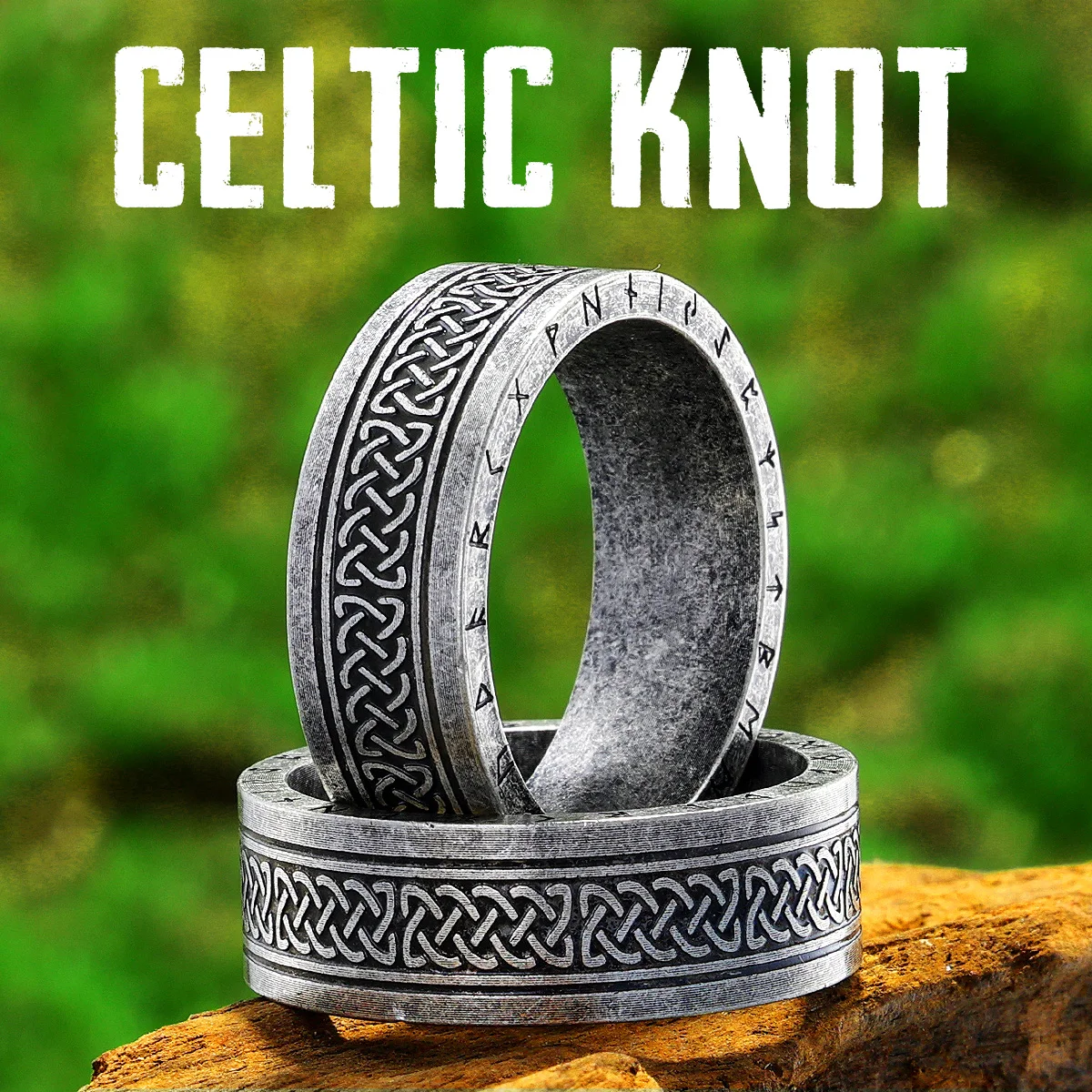 

Vintage Silver Viking Runes Celtic Knot Men Rings Stainless Steel Jewelry Punk Rock Fashion Accessories For Women Gift Wholesale