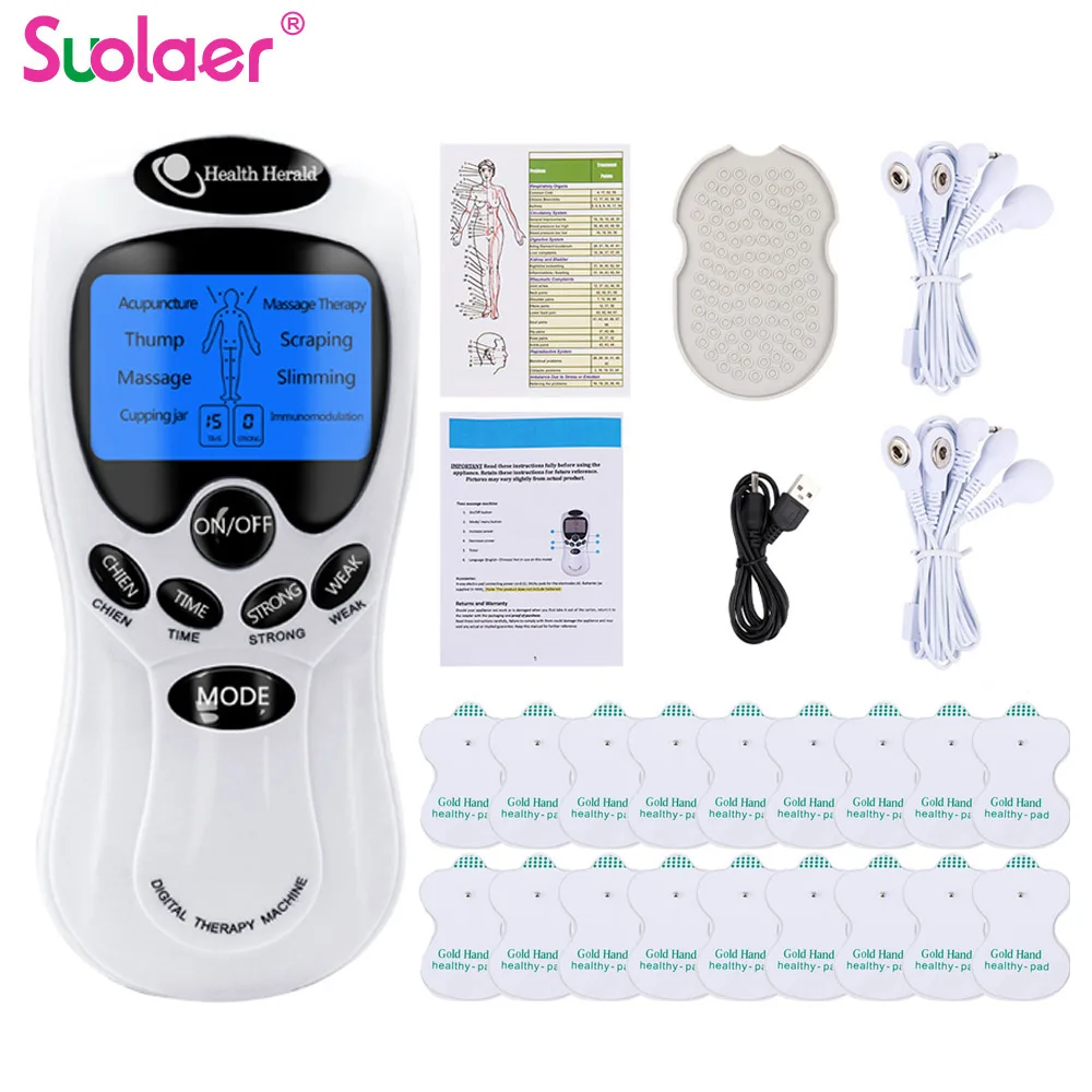 

Electric TENS Unit Digital Therapy Machine Electrodes Massage Device EMS Muscle Stimulator Massager for Full Body Health Care