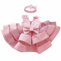 Newborn Baby Bownot Dress 1 Year Baby Girls 2nd Birthday Tutu Christening Gown Toddler Wedding Baptism Clothes Infant Party Wear