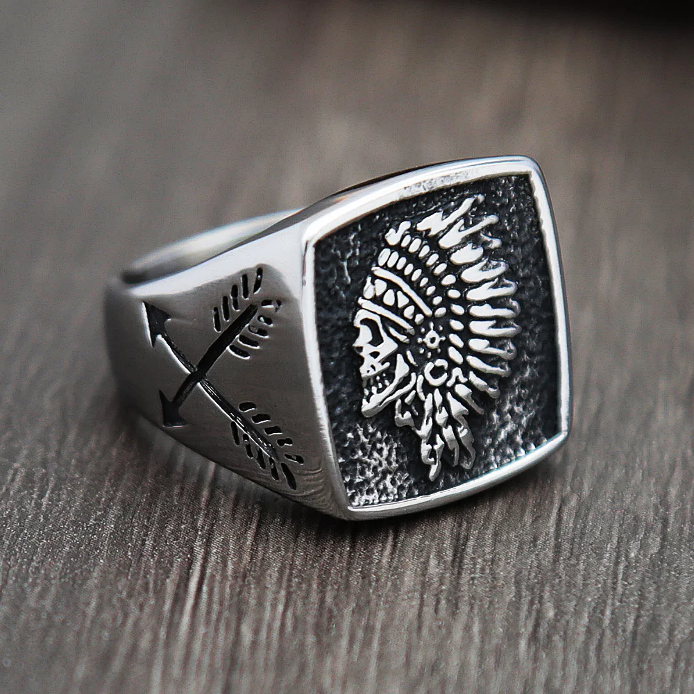 Винтажное индийское кольцо с черепом для мужчин в стиле панк-рок тяжелый металл