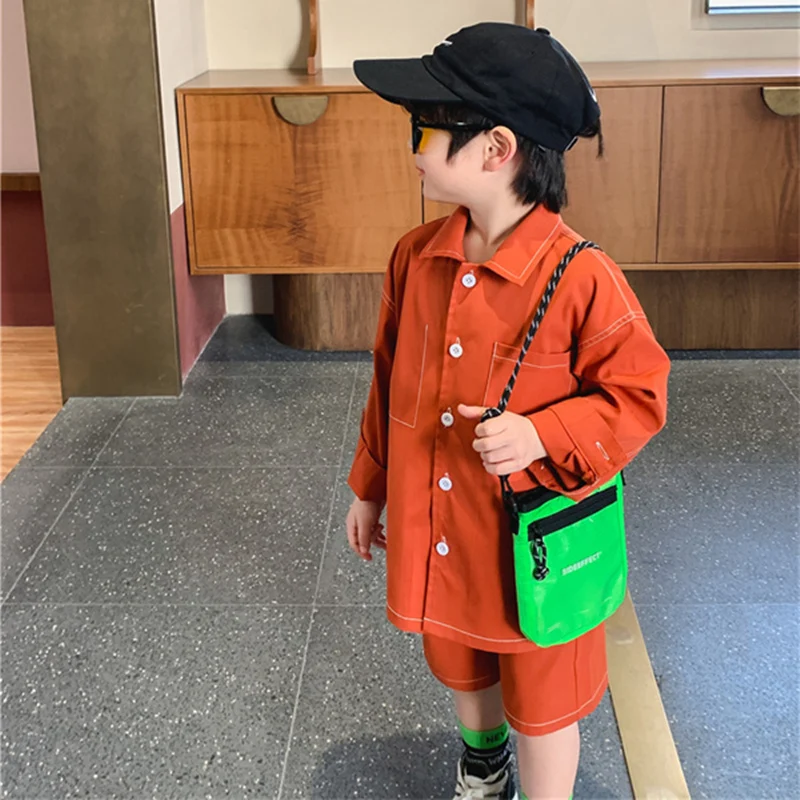 Boys Suit Blouse+Shorts Cotton 2Pcs/Sets 2022 Spring Autumn Thicken Teenager Kid Outdoor Plus Size Children Clothing