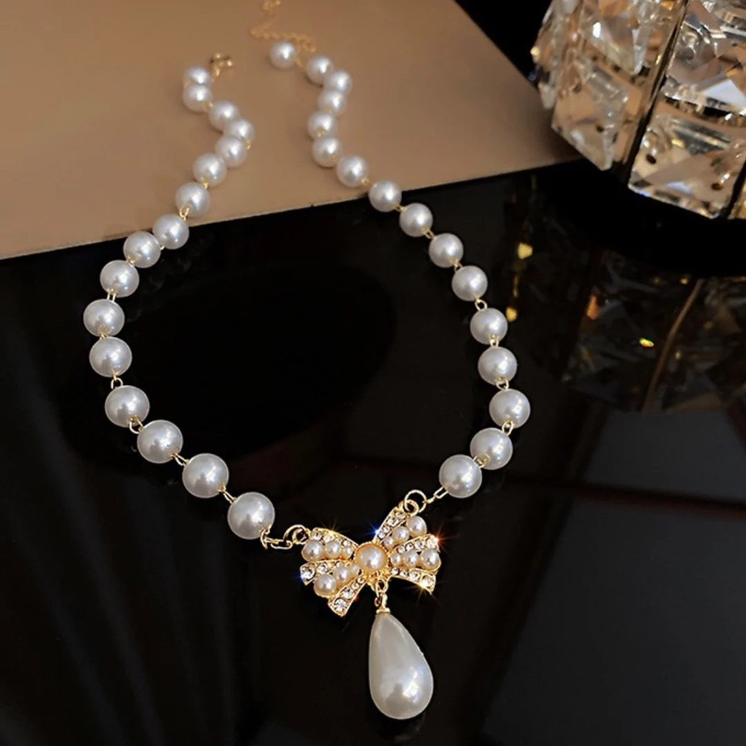 Французские Висячие серьги Простые индивидуальные жемчужные подвески с бантом