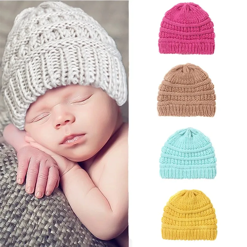 

Baby Hats Knitted Infant Toddler Beanies Solid Color Newborn Boys Girls Caps Warm Casual Hats 2022 Autumn Winter