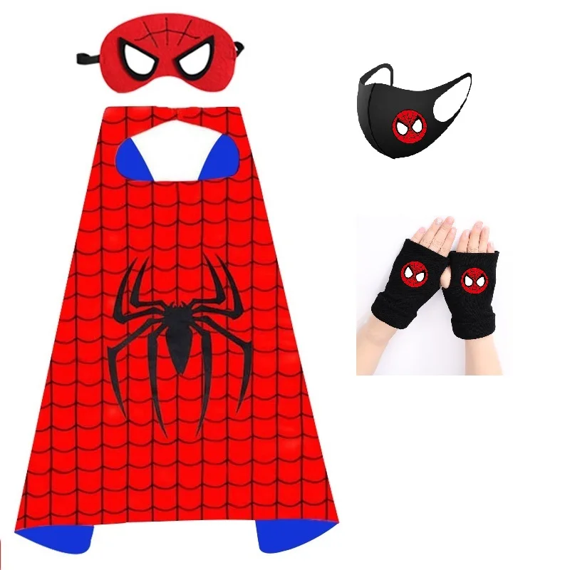 

1/2/3pcs teeny Spiderman/Hulk/Iron Man/Captain America Cloak Cosplay Boy Girl Halloween/Carnival Avengers Cloak/Mask/Glove Party