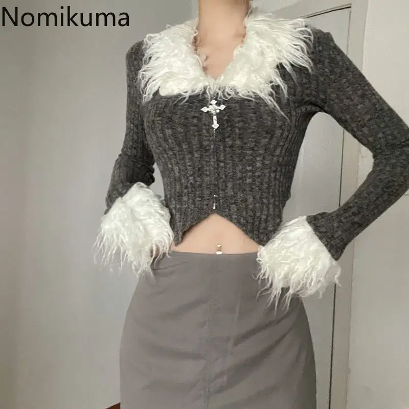 Укороченный кардиган пальто женская одежда туника с длинным рукавом корейская