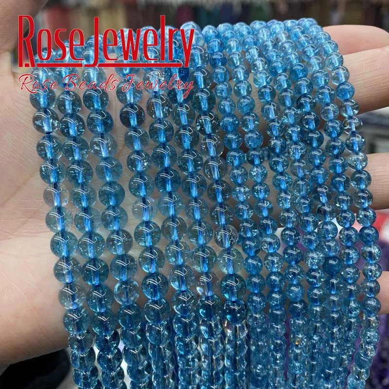 AAAAA Natural Blue Topazs Beads Blue Crystal Beads Natural Stone Bead For Jewelry Making Diy Necklace Bracelet 4/6/8/10/12mm 15" images - 6