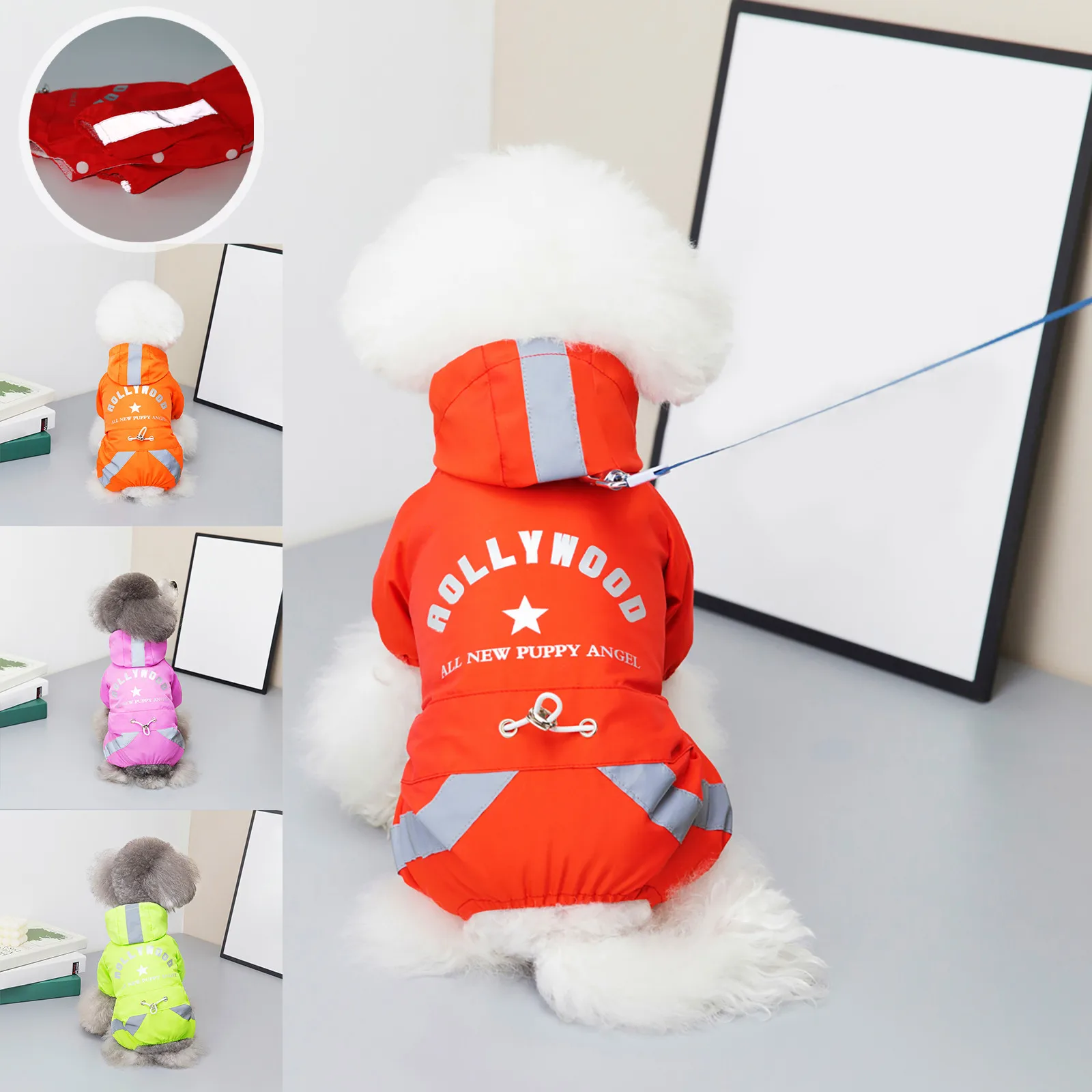 Дождевик для собак с прозрачным капюшоном пончо дождевик маленьких и средних