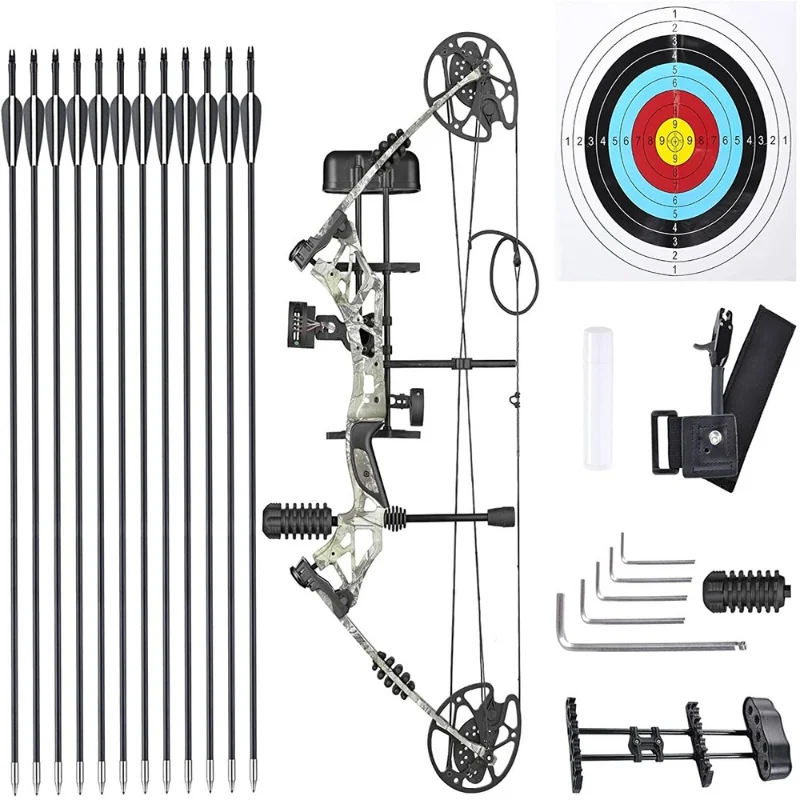 

Archery Compound Bow 20-70lbs Adjustable Arrow Catapult Pulley Bows 320FPS for Outdoor Hunting Shooting Sports