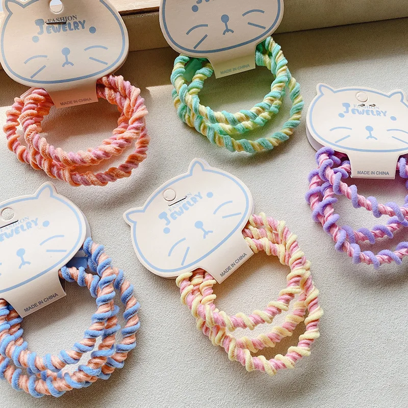 

3pieces/set Hair Ties Color Ribband Combination Set Simple Base Thick Rope Fashion Candy Hair Band Hair Accesories