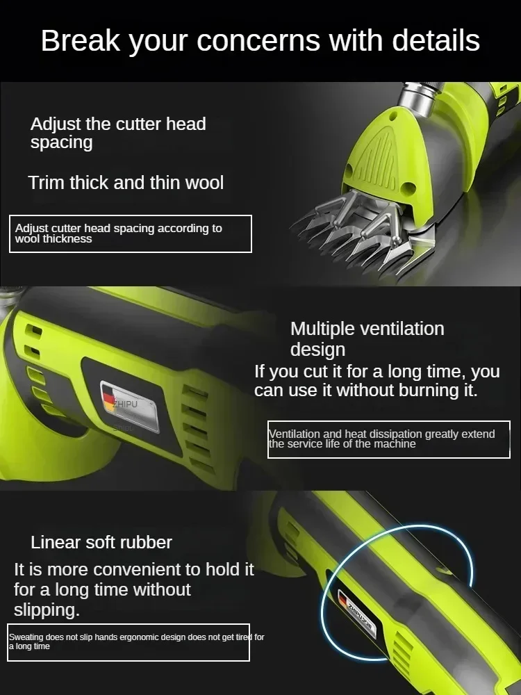 220V Heavy-Duty Electric Sheep Shears Clippers for Thick Wool and Fur Cutting