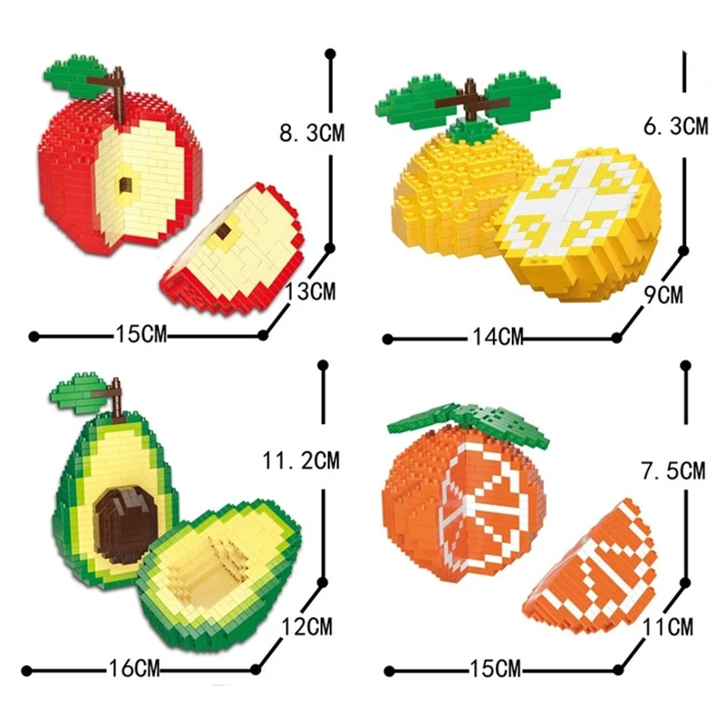 

Конструктор Алмазный детский, миниатюрная модель в сборе, блоки с фруктами, яблоком, авокадо, лимоном, игрушки для детей, подарок на день рож...