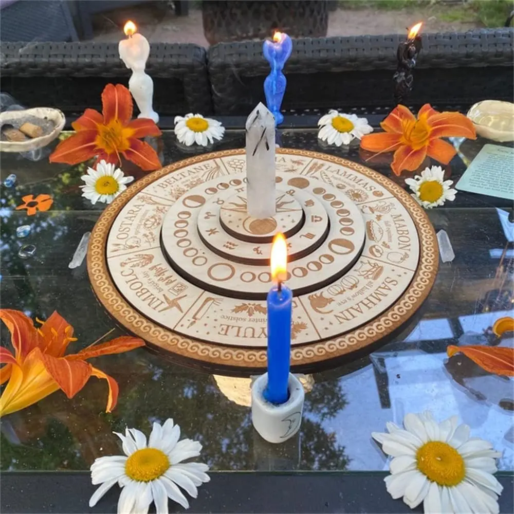 

2022 New Pagan Wheel of The Year Calendar | Wiccan Neo-Pagan Sabbats, Moon Phases, Astrological Zodiac with Guide (with Stand)