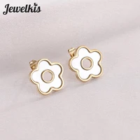 new cute small daisy flowers stud earrings for women korean sweet crystal flower earring girls fashion elegant jewelry