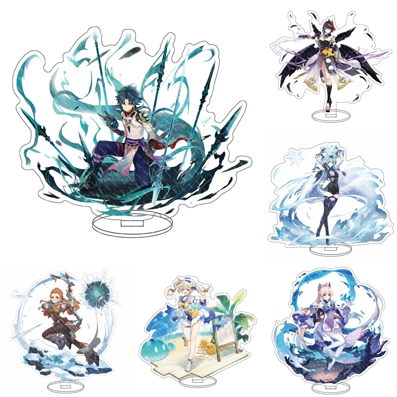 

New Anime Figure Genshin Impact Zhongli Diluc Venti Klee Barbara Keqing Qiqi Acrylic Stand Model Plate Desk Decor Sign Keychain