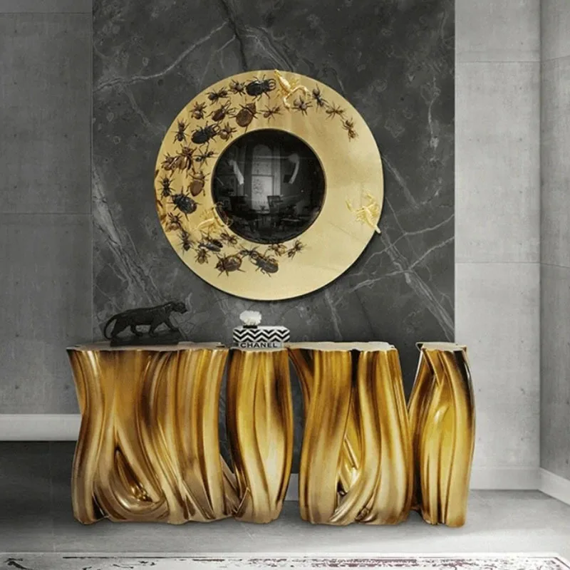 

High quality Italian style light luxury modern art porch table creative hall wall decoration tree root table