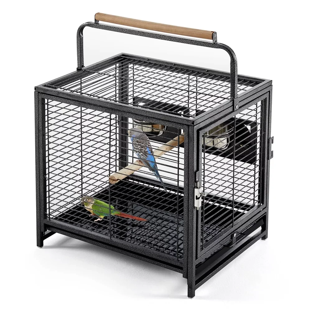 

26" Metal Bird Travel Cage Carrier for Small To Medium Sized Birds, Durable and Strong，Black