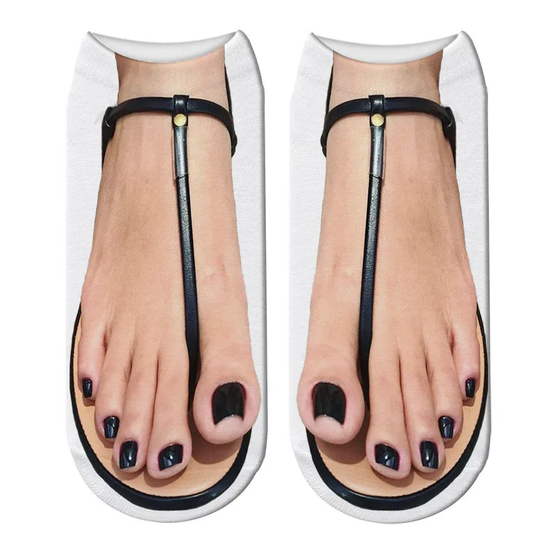 Носки с забавным 3D принтом шлепанцы тапочки сандалии рисунком летние милые