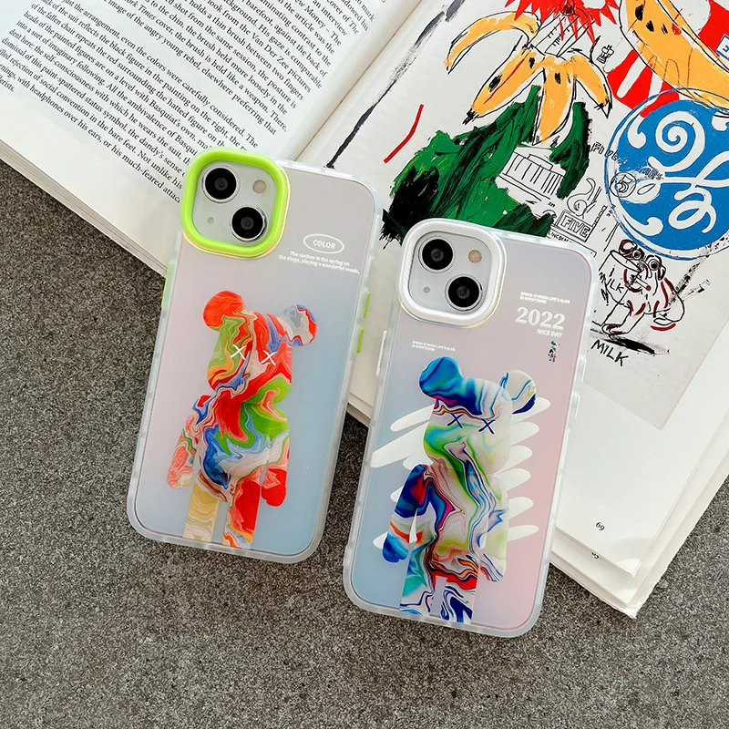 

Colorful cartoon bear Phone Case For Iphone 11 12 13 Pro Max X Xs Xr 7 8 Plus Shockproof Cover