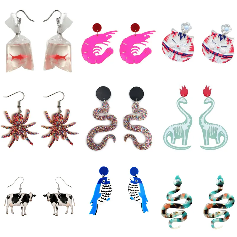 Винтажные акриловые серьги в стиле Харадзюку для женщин прозрачные виде змеи