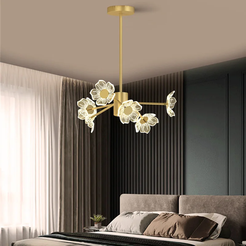 

Room Decor Led Art Chandelier Pendant Lamp Light Sample Nordic Living Simple Modern Atmosphere Restaurant New Flower Net Red
