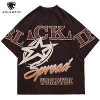 aolamegs hip hop big gradient letter print t shirt men harajuku oversize short sleeve tops summer fashion high street tee couple