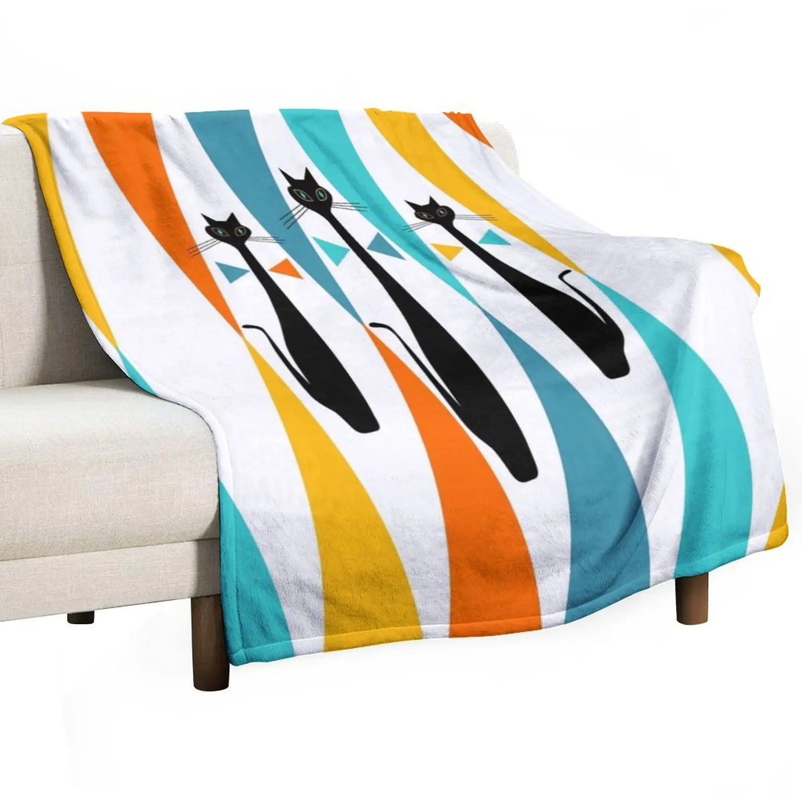 MidCentury Modern Art 10 Jester Cats Фланелевое одеяло