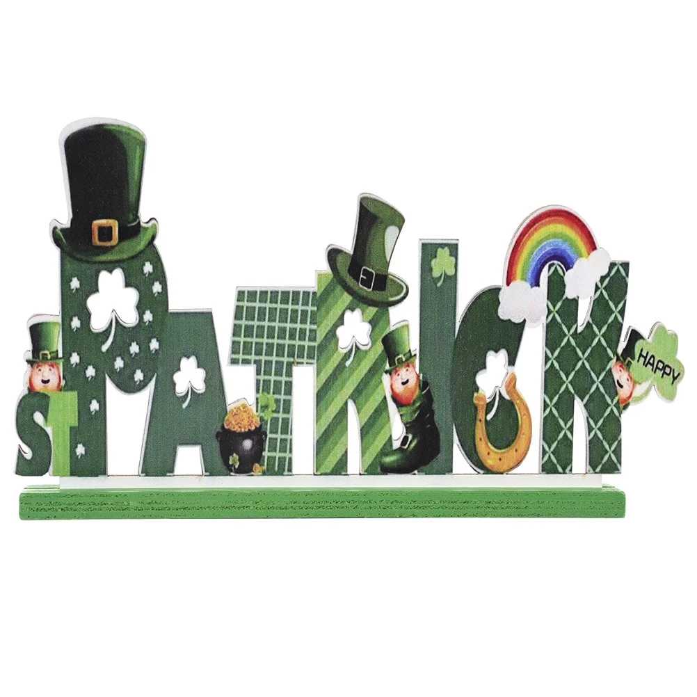 

1pc Patrick's Day Letter Themed Design Ornament Desktop Craft