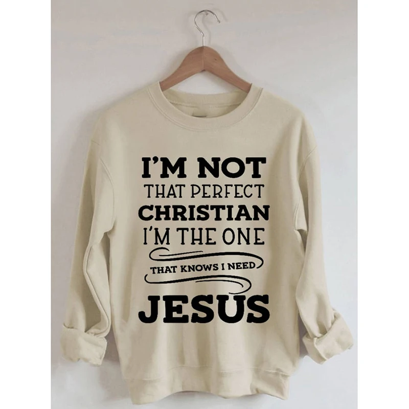 

Rheaclot Perfect Christian Inspirational Quotes Printing Women's Causal Cotton Long Sleeve SweatShirt