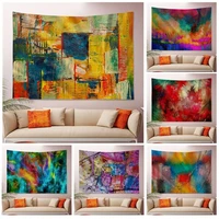 colorful abstract oil painting tapestry art printing hanging tarot hippie wall rugs dorm wall hanging home decor