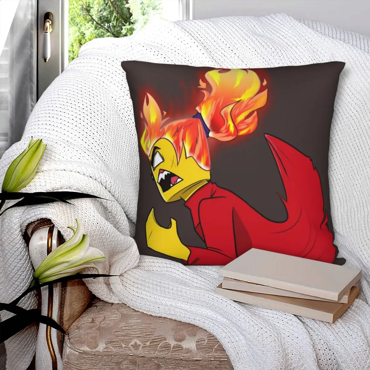 Наволочка Red Son Flame из полиэстера и льна бархатная креативная Декоративная