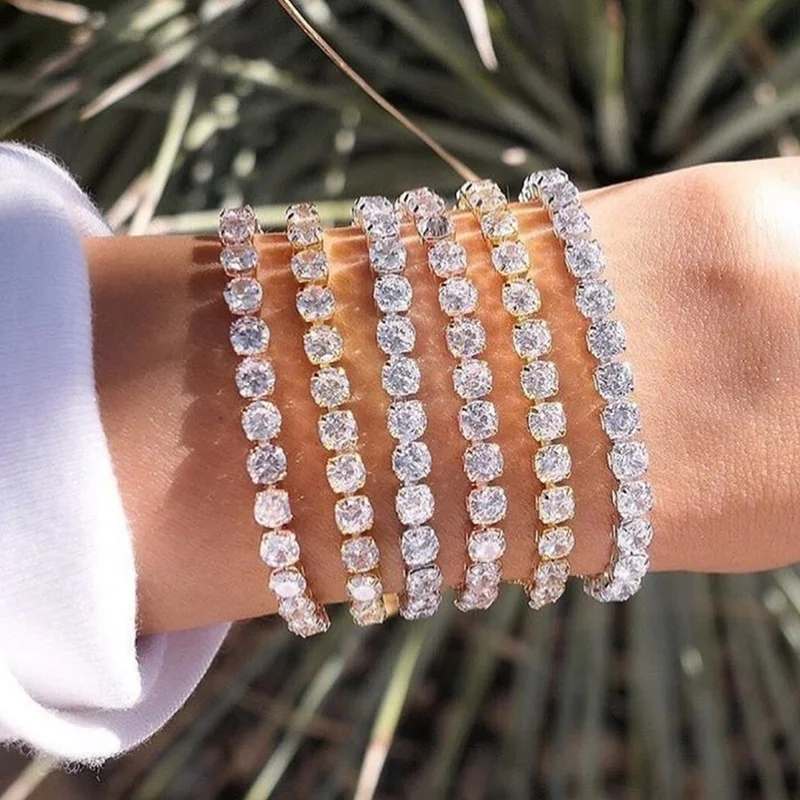 

4/5mm Cubic Zirconia Tennis Bracelet for Women Hip Hop Silver Color Teen Girl Crystal Bracelets Chain Wedding Party Jewelry Gift