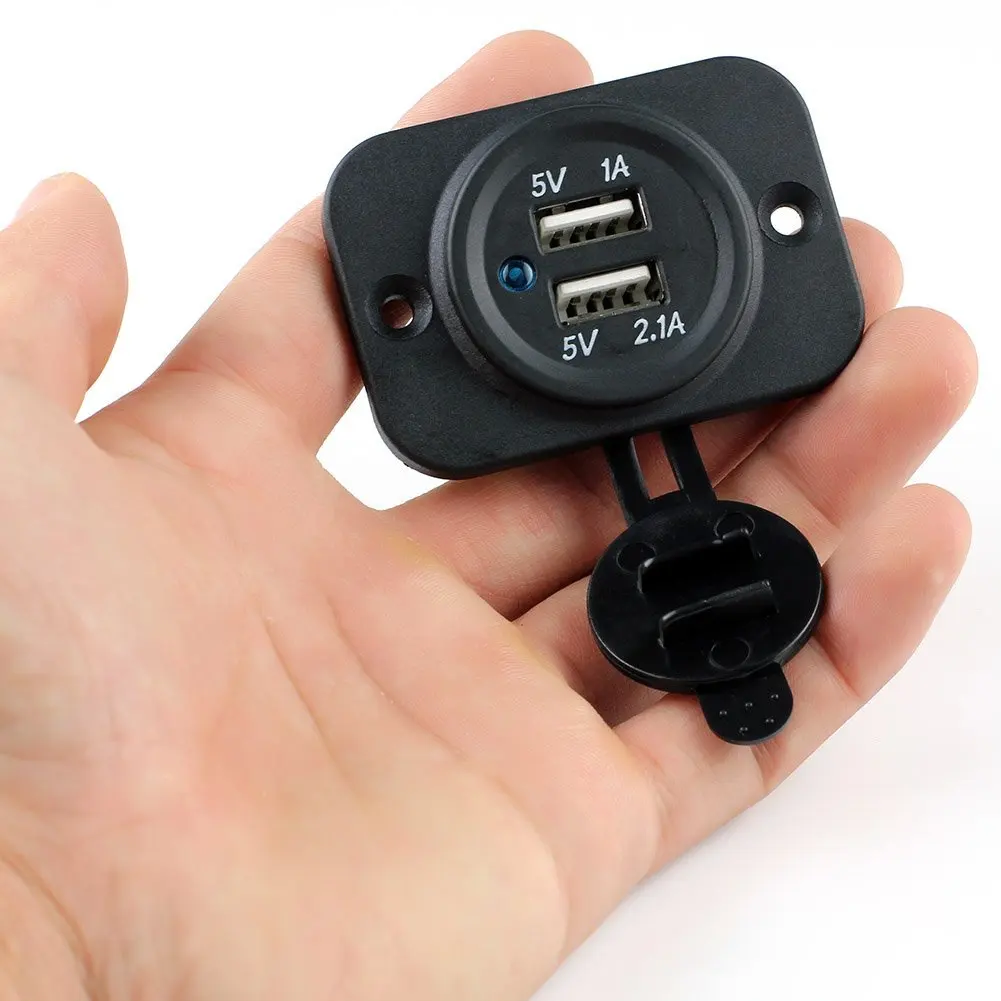

3.1Amp Waterproof Motorcycle Dual USB Port Charger Socket 1A % 2.1A for Car Boat