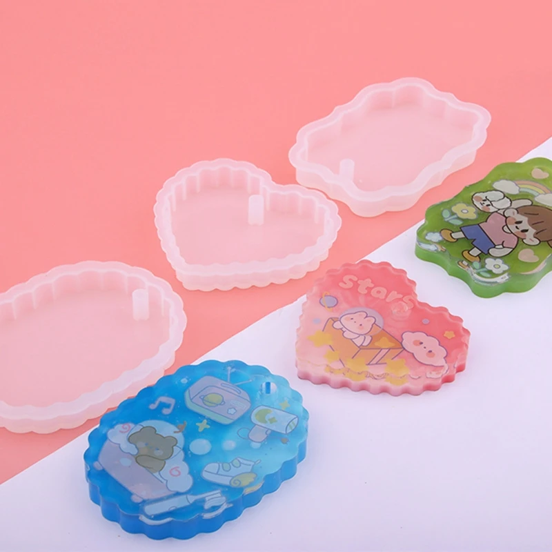 

652F Handmade Mold Round Heart Oval Listing Mold Silicone Pendant Mold Epoxy Resin Casting Mold for Jewelry Making Diy Crafts