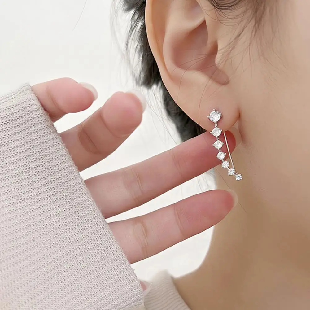 

Stud Earrings One Row Design Fade-resistant Women Minimalist Stud Earrings Hypoallergenic Jewelry Earrings Jewelry Accessory