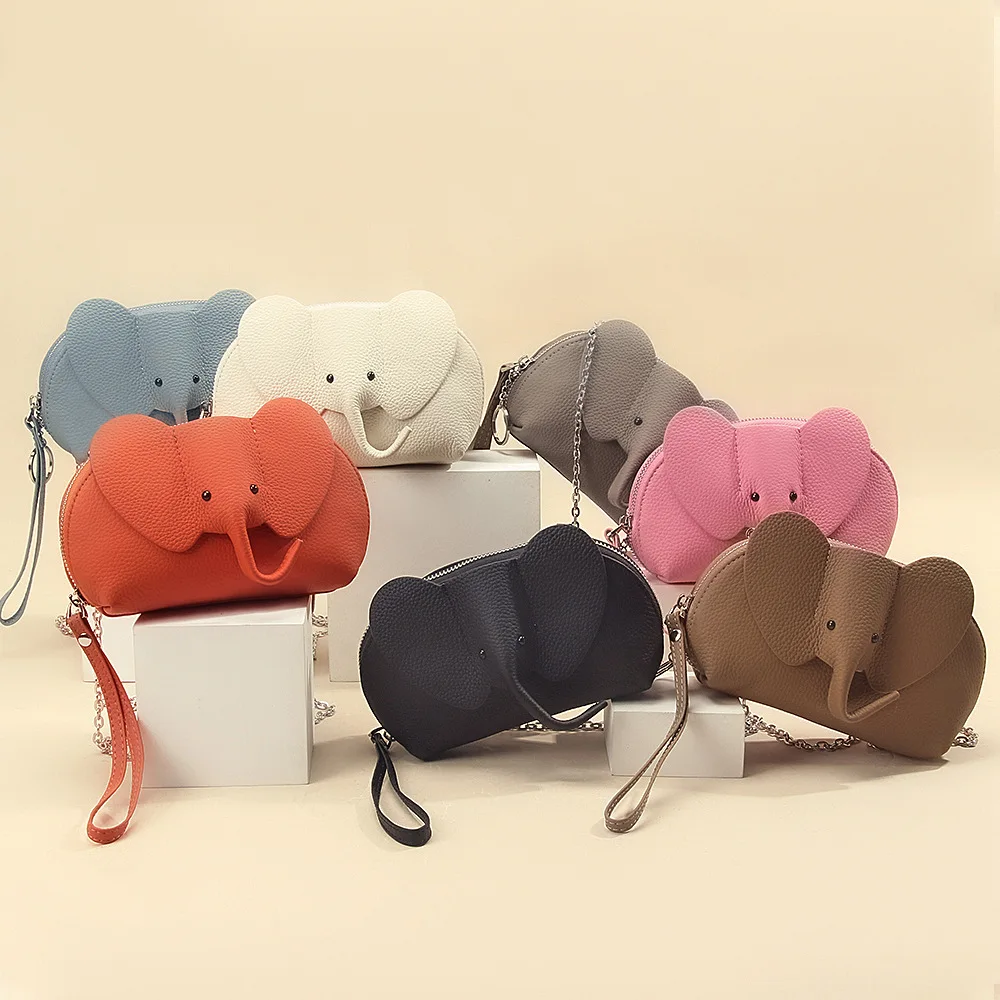 J5560 New Versatile Women Elephant Shape Top Layer Cow Leather Large Capacity Animal Design Style Crossbody Single Shoulder Bags
