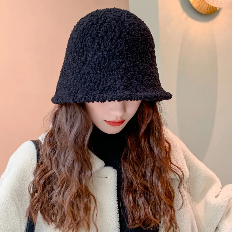 Шапка женская теплая рыболовная мужская универсальная плюшевая корейская молодежная мода с защитой лица в виде ведра из овечьей шерсти.