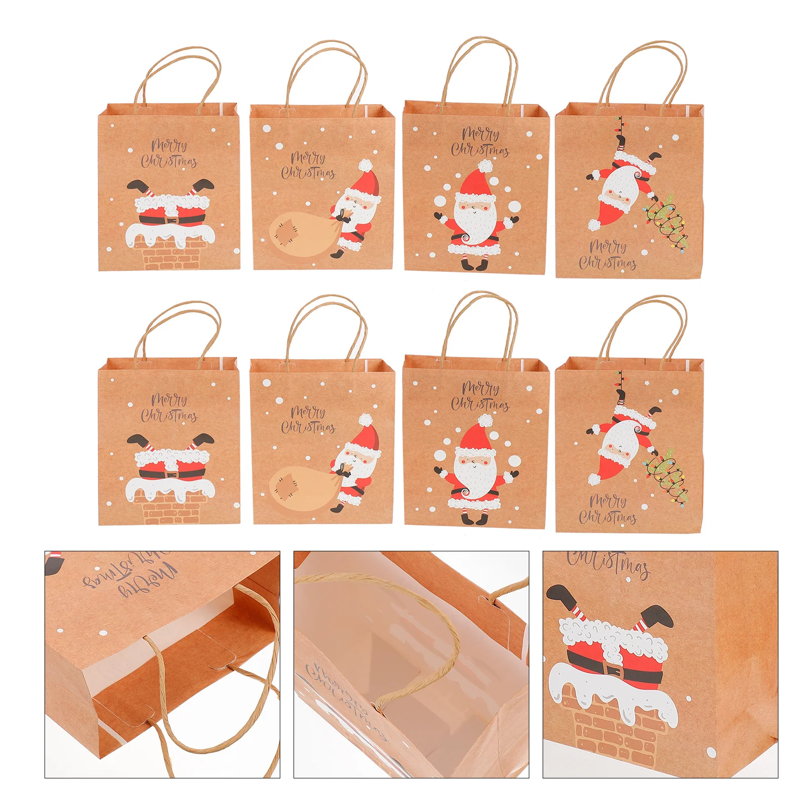

8pcs Wrapping Paper Bags Christmas Party Favor Bags Christmas Bags for Gifts Recyclable Wrapping Paper