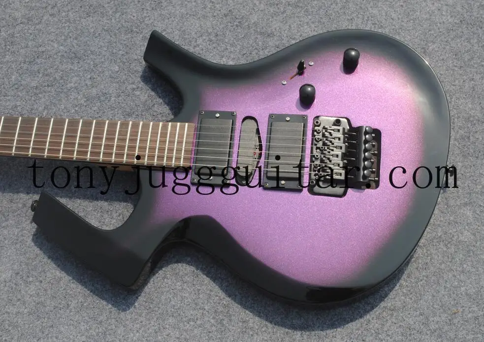 

Rhxflame Shop Park Fly Mojo Metallic Sparkle Purple Black Edge Electric Guitar Floyd Rose Tremolo Tailpiece, Black Hardware,
