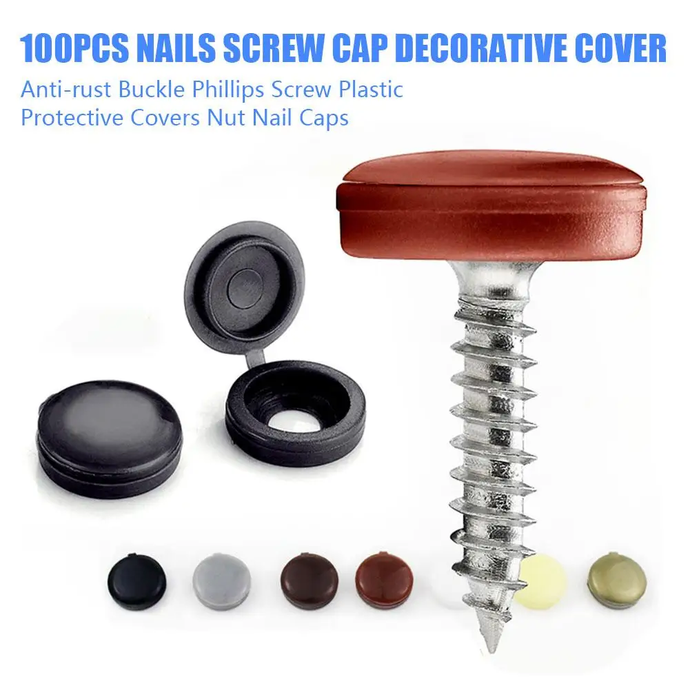 

100Pcs Nails Screw Cap Decorative Cover Anti-rust Buckle Nail Plastic Car Decor Caps Phillips Screw Covers Protective Nut P C7I6