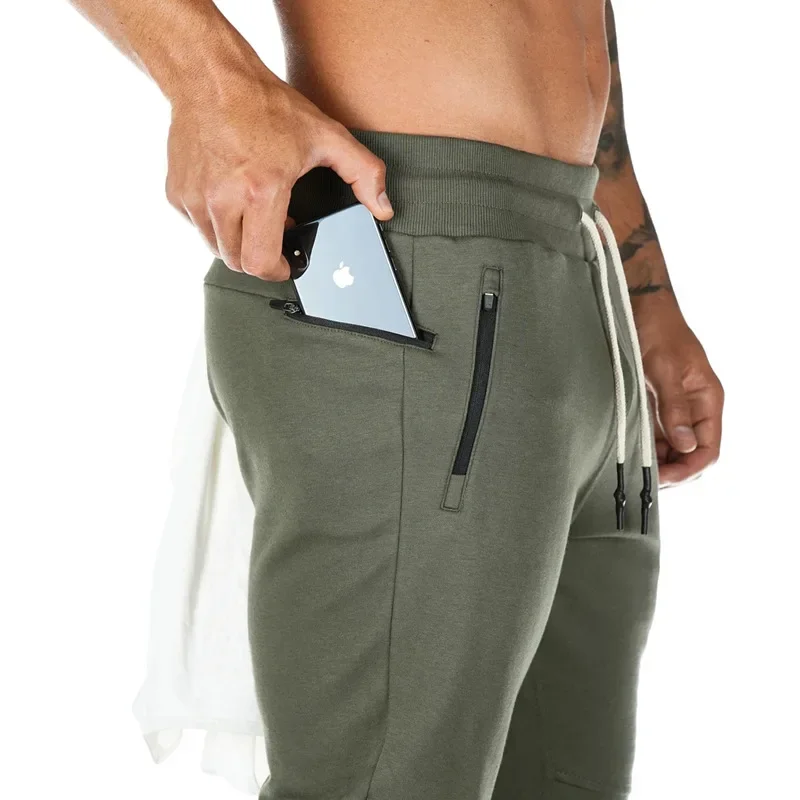 

Jogger Sweatpants Men Pocket Zipper Running Workout Trousers Male Multi-purpose Outdoor Track Pants