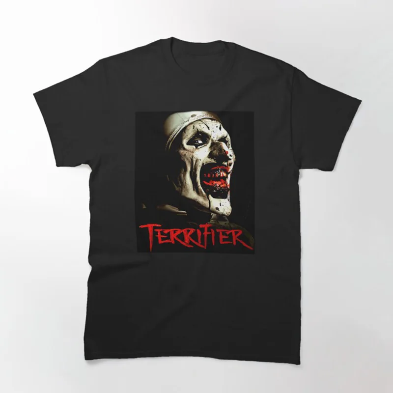 Vintage Horror movie Terrifier The Clown Art Scary Halloween Retro Scream film Killer clown 100% Cotton Printed t shirt for men