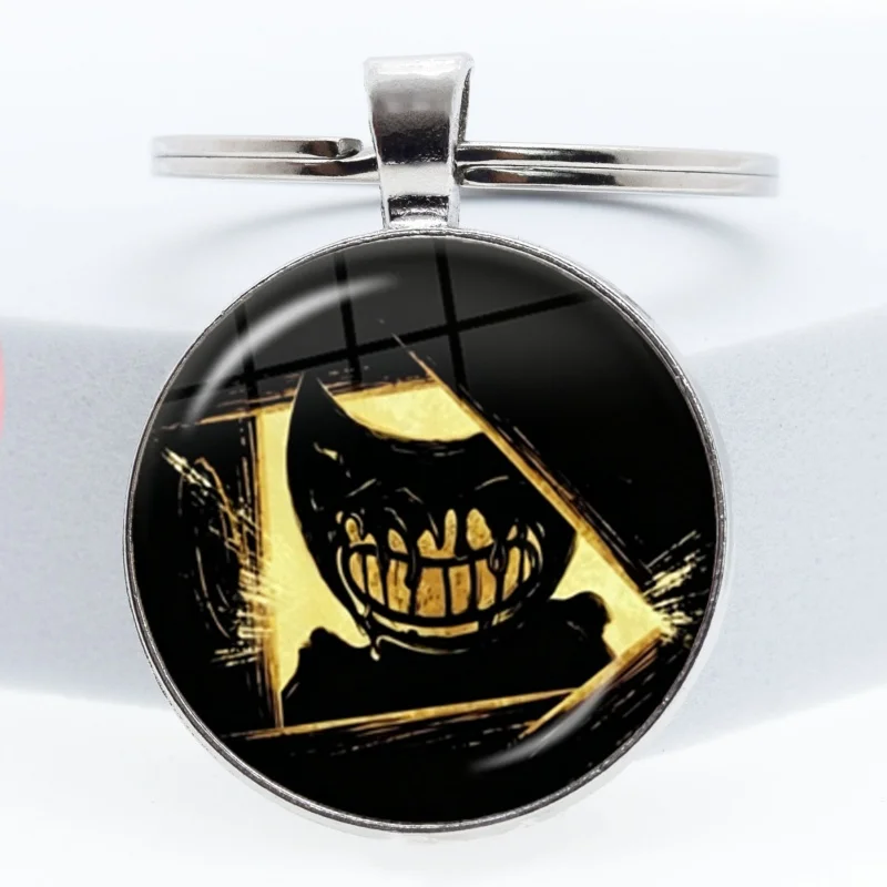 Фото Брелок для ключей из стекла с изображением персонажа игры B-Bendy and The Ink Machines, для сумок и автомобильных ключей, украшение, подарок №1