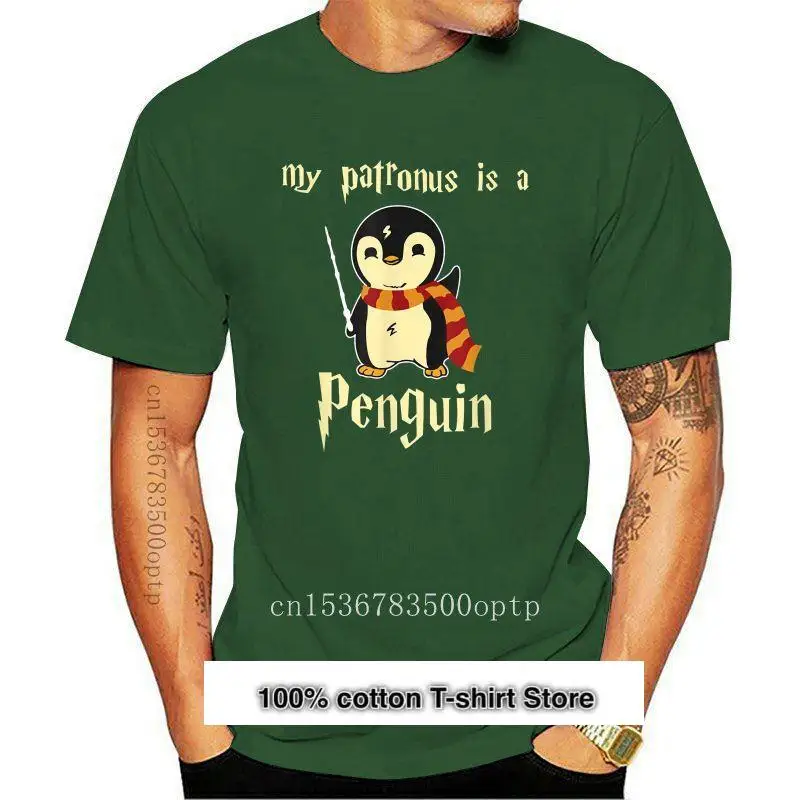 

Camiseta de algodón con estampado para hombre y mujer, camisa de manga corta con cuello redondo, My Patronus is a Penguin, nueva